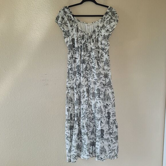 Lucky Brand Dress Women Medium Maxi Utility Tiered Milkmaid Cottage Prairie Boho - Picture 1 of 9
